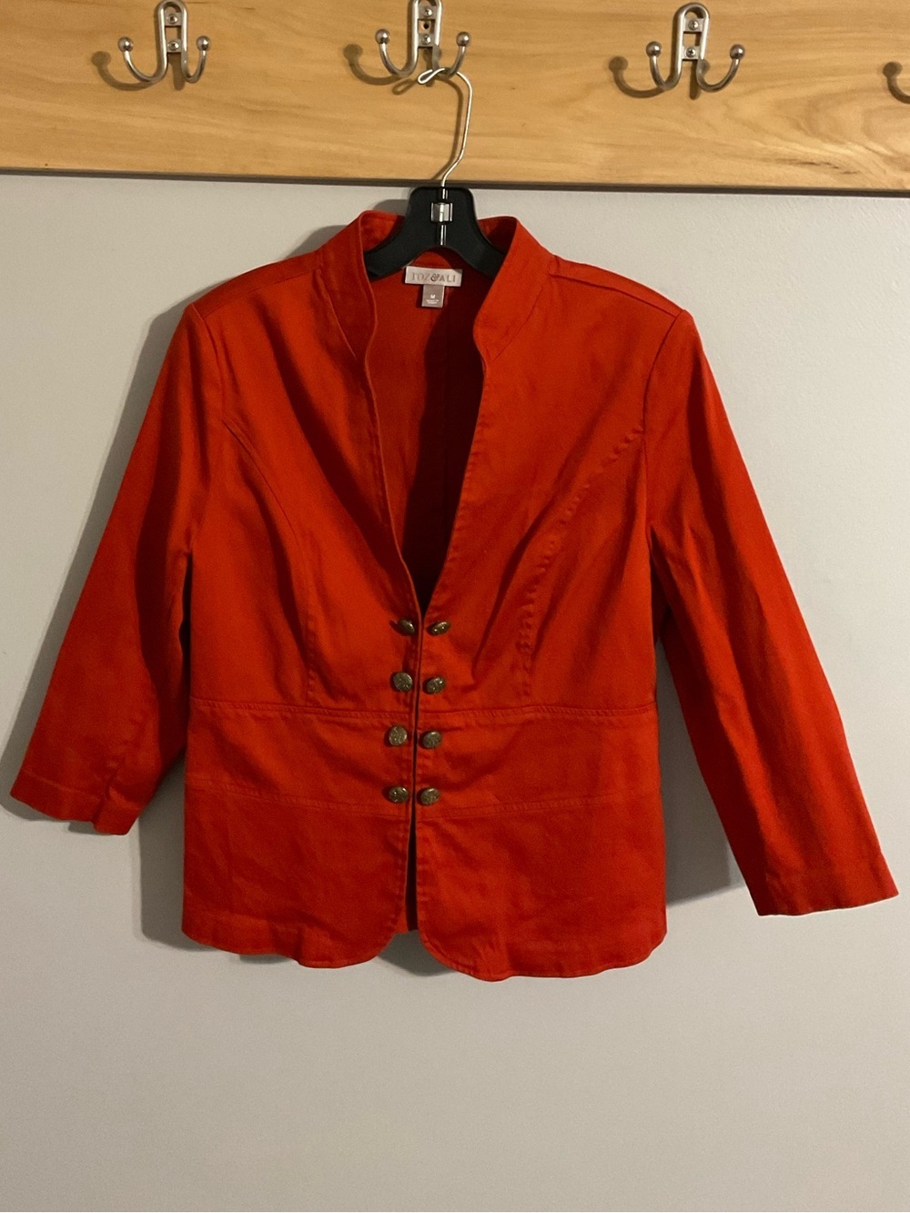 Roz & Ali Rust Military-Style Buttoned Blazer - Medium